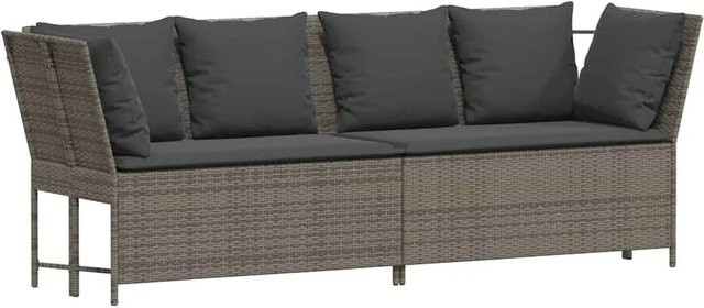 vidaXL Gartensofa L-Form in Grau aus Poly Rattan mit Kissen und UV-beständigen Bezügen, B/T/H: 233 x 87,5 x 68,5 cm - Bild 1