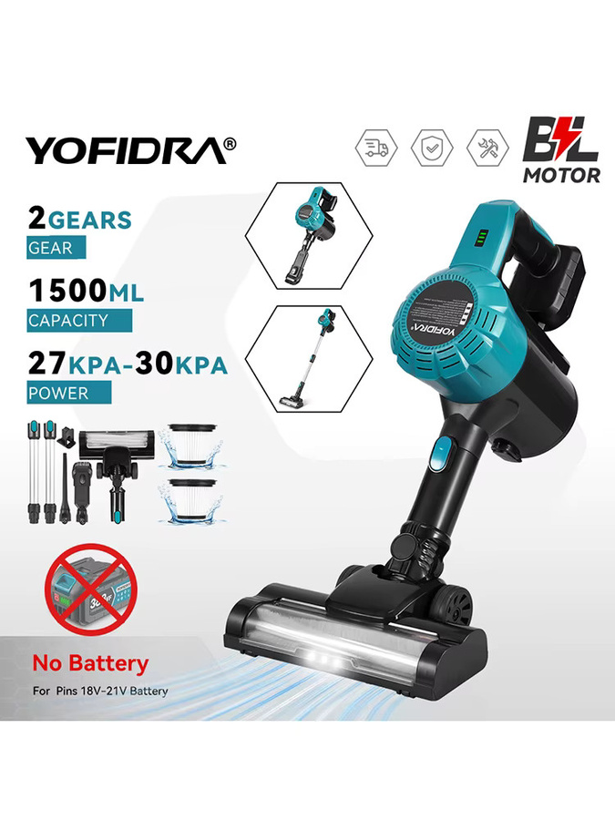 YOFIDRA Akku Staubsauger für Makita 18V Akku, kabelloser Handstaubsauger für Haus und Auto, Blau, 1500 ml - Bild 4