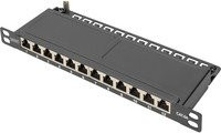Digitus Slim Patchpanel DN-91612S-SL-EA, 12-Port, Cat.6a, Schwarz, Breite: 25,4 cm - Bild 1