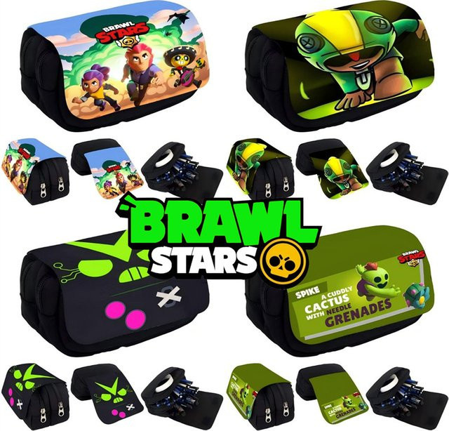Brawl Stars Bleistiftbeutel mit Spike Virus und 8-Bit-Charakter-Aufdruck, wasserdicht und verschleißfestes Federmäppchen für die Schule - Bild 1