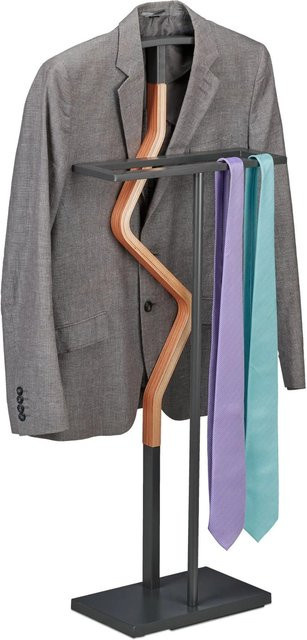 Relaxdays Herrendiener aus Stahl und MDF in Anthrazit, H: 107 cm, B: 47,5 cm, T: 20 cm - Bild 1