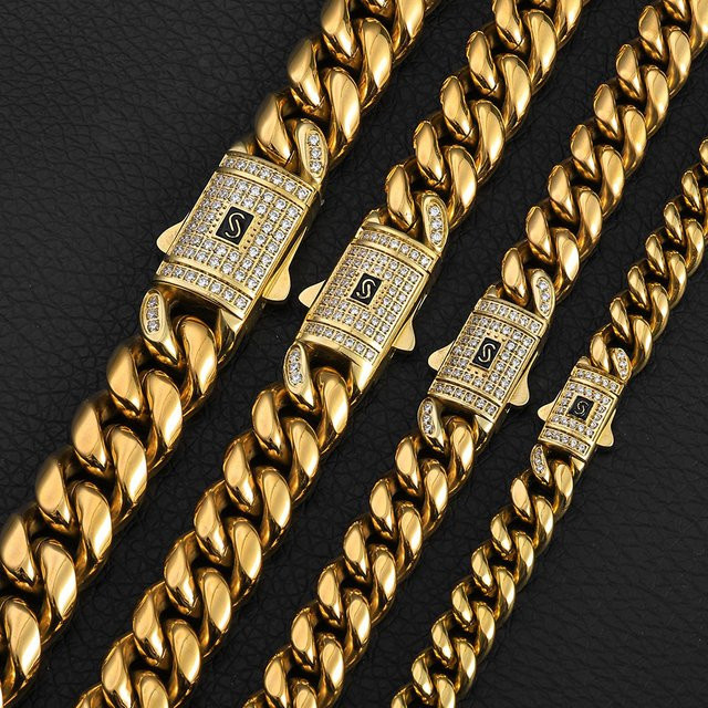 Alinoya Edelstahlkette, 14k Gold plattiert, Diamant, Zirkonia, Damen - Bild 1