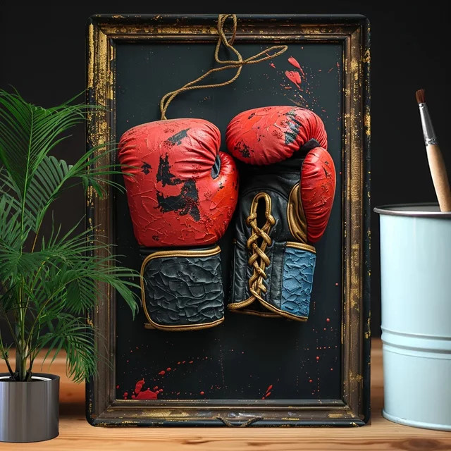 HELLOYOUNG Metall-Blechschild Vintage Box-Design in Rot, Rechteckige Wanddekoration aus Eisen für Zuhause und Fitnessstudio, B: 30 cm, H: 20 cm, T: 20 cm - Bild 1