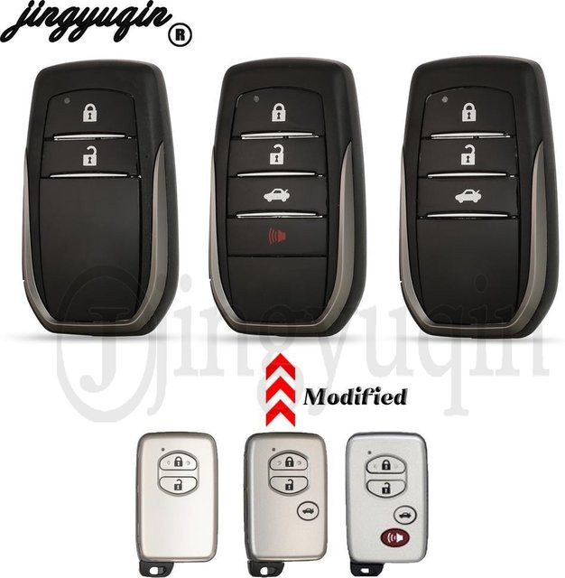 Jingyuqin Modifiziertes Toy48-Blade-Schlüsselgehäuse für Toyota C-HR, Land Cruiser 200, Avensis, Auris, Corolla in Schwarz mit 2/3/4 Tasten - Bild 1