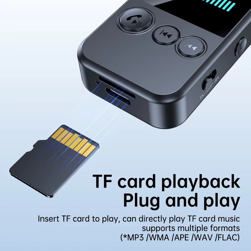 Kebidu Bluetooth 5.4 Empfänger und Sender mit LED Digital Display, 3,5mm AUX und TF-Kartenslot, Wireless HiFi Audio Adapter in Schwarz - Bild 3