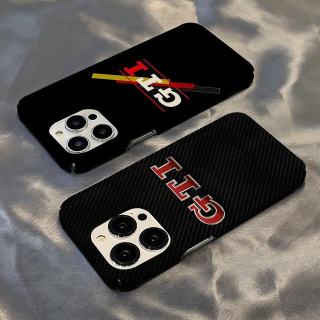 Rastar Handyhülle im Golf MK1 G-GTI Design für iPhone 11 bis 16 Pro Max in Schwarz oder Weiß als glänzende HD-Hartschale - Bild 1