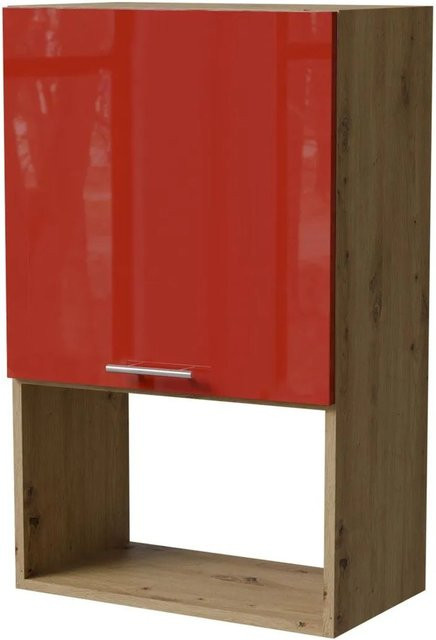 Feldmann-Wohnen Mikrowellenumbauschrank Brerra W4MK/60 in Eiche Artisan und RAL 3002 Karminrot Hochglanz, B/T/H: 60 x 32,5 x 96 cm - Bild 1