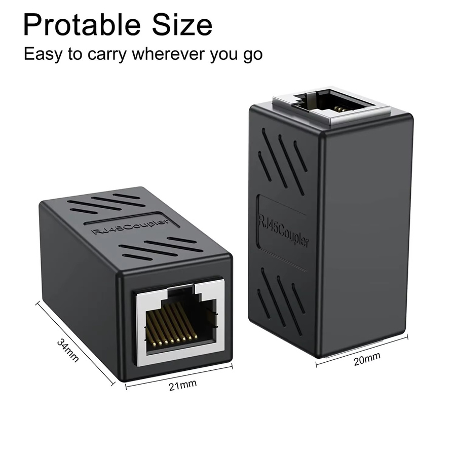 FTBTOC 2 Stück RJ45 Ethernet-Kabelverlängerungsadapter Buchsenkupplung für LAN Cat7 Cat6 Cat5e in Schwarz - Bild 4