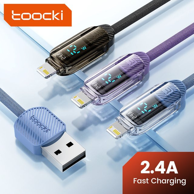 Toocki USB-A auf Lightning Schnellladegerät Kabel für iPhone und iPad in Schwarz - Bild 1
