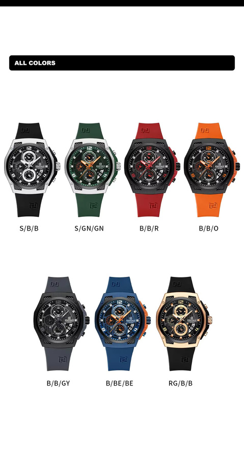 NAVIFORCE Armbanduhr, Quarz, Silikonarmband, Schwarz, Herren - Bild 6