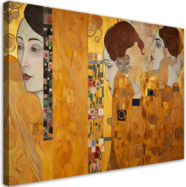 Leinwandbild Goldenes Frauenporträt von Feeby in Goldgelb, B: 60 cm, H: 40 cm, T: 2 cm - Bild 1