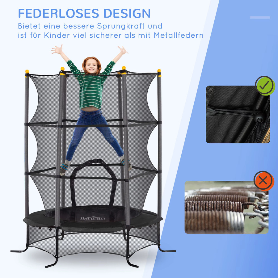 HOMCOM Kinder Trampolin mit Sicherheitsnetz Blau Stahl Kunststoff 3-10 Jahre - Bild 4
