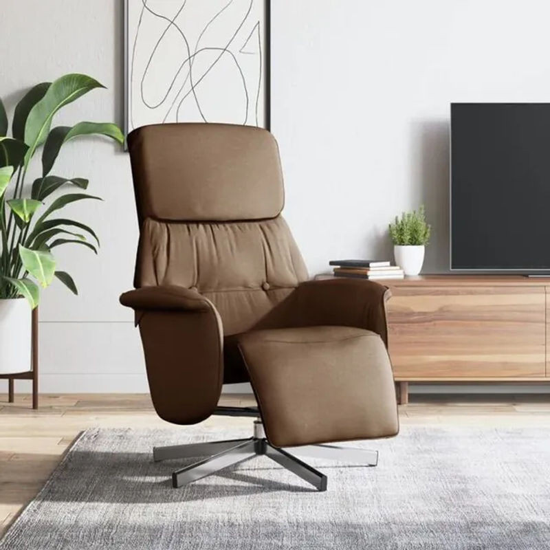 vidaxl Relaxsessel mit Fußteil in Braun aus Stoff und Metall im modernen Design - Bild 1