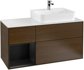Villeroy & Boch Finion Waschtischunterschrank mit Abdeckplatte in Walnuss Furnier, Braun, Breite: 120 cm, Tiefe: 50,1 cm, Höhe: 50,1 cm - Bild 1