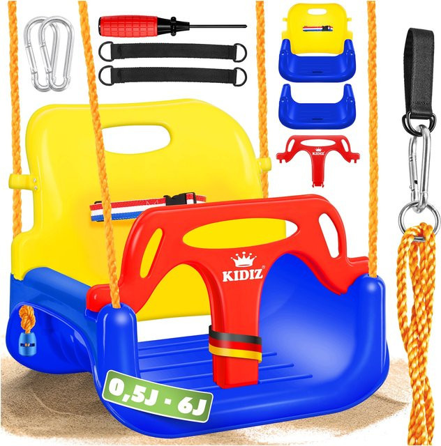 KIDIZ 3 in 1 Babyschaukel mit verstellbarem Schaukelsitz und Rückenlehne für Indoor und Outdoor, belastbar bis 100 kg - Bild 1