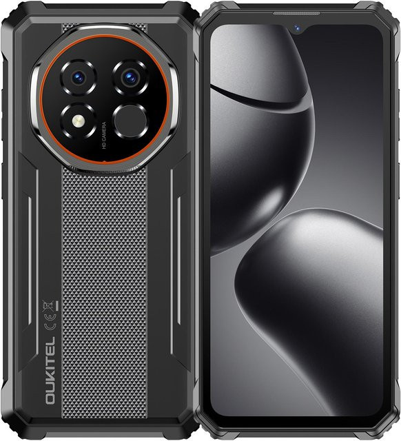 OUKITEL G6 Smartphone Schwarz mit 128 GB Speicher, 16 GB RAM, 6,52 Zoll Display und 64 MP Kamera, 10600 mAh Akku, Android - Bild 1