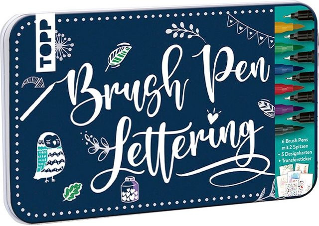 Topp Brush Pen Lettering Designdose aus Metall in Multicolour - Bild 1