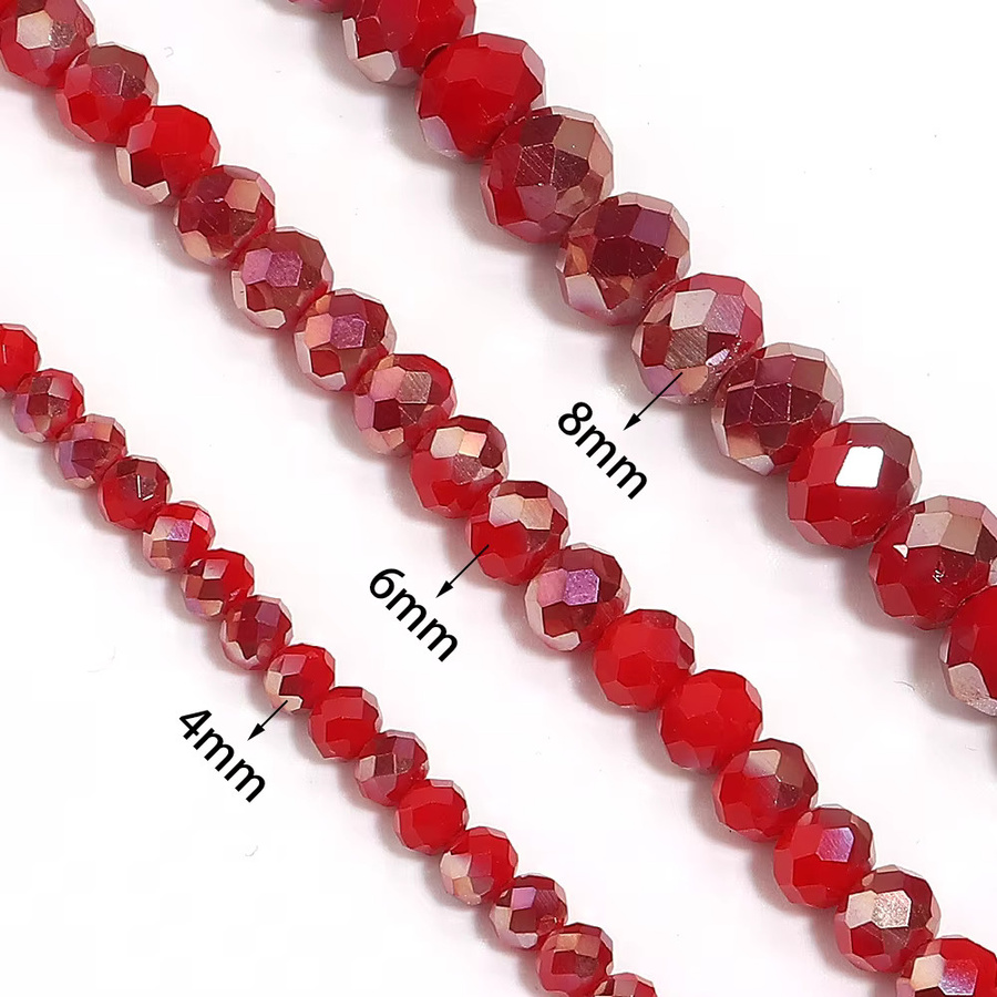 louleur Kristallperlen Rondelle, rot AB Glas, 4/6/8 mm, Unisex - Bild 2
