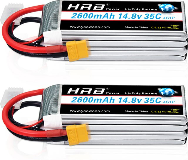 HRB LiPo Akku 4S 14,8 V 2600 mAh 35C mit XT60 Anschluss für RC Quadcopter, Hubschrauber, Boot, Auto und Flugzeug - Bild 1