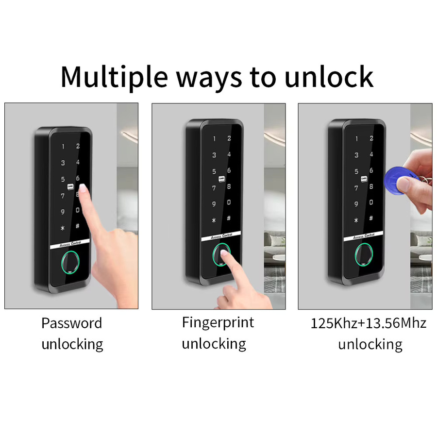 LUCKING DOOR Biometrisches Zugangskontrollsystem in Schwarz mit Fingerabdruck, RFID, IC-Tastatur und IP66 Touchscreen-Panel - Bild 3
