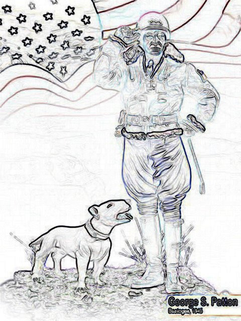 KIMERA US General Patton und Hundesoldat, Unbemalter Bausatz, 1/24, Harzfigur - Bild 1