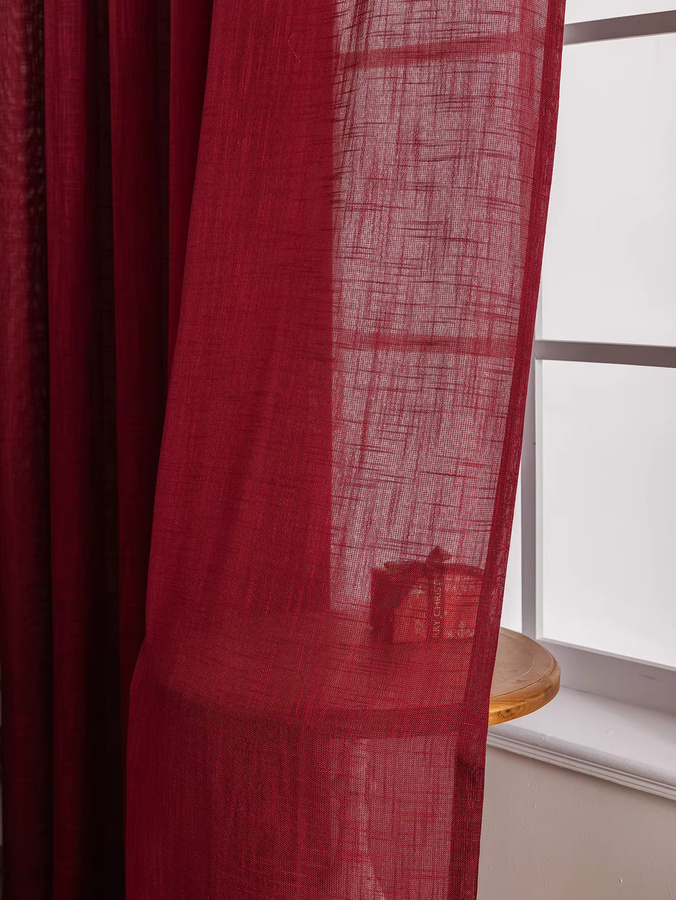 EASHION Leinenvorhang in Rot, halbtransparenter Fenstervorhang mit Ösen für Wohnzimmer und Schlafzimmer - Bild 2