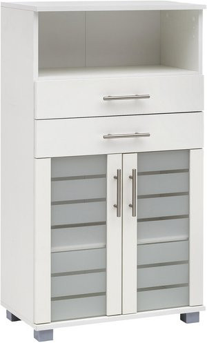 Schildmeyer Highboard Niko in Weiss mit silbernen Details, Breite: 60 cm, Höhe: 110,5 cm, Tiefe: 32,6 cm - Bild 1