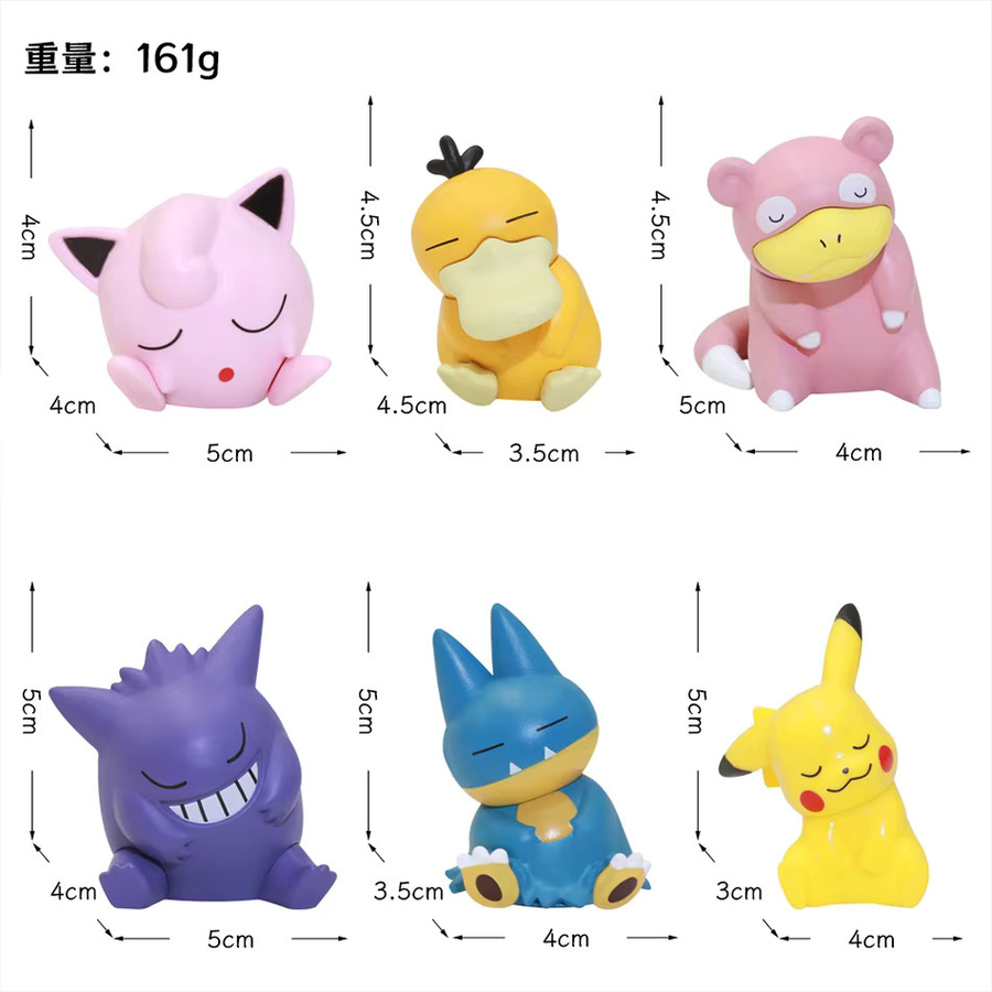 Bandai Pokémon Schlaf-Serie Pikachu Gengar Modellfiguren, 6-teiliges Set - Bild 2