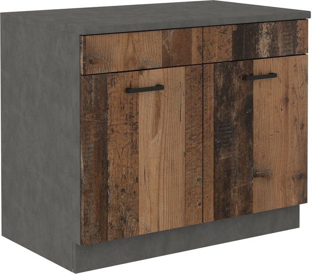 Spülenschrank Mario 100 Küchenzeile in Old Wood Matera, Farbe: Brown - Bild 1