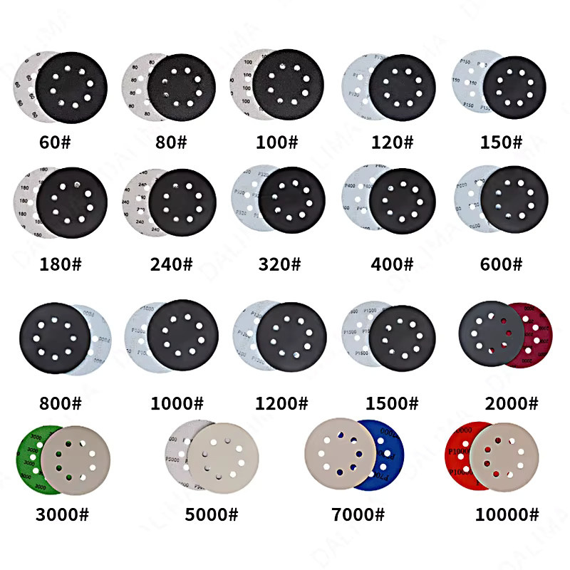 TQLQ Nass-Trocken-Schleifscheibe 8-Loch Universal Schleifpapier für Auto Metall und Holzbearbeitung Durchmesser: 125 mm - Bild 6