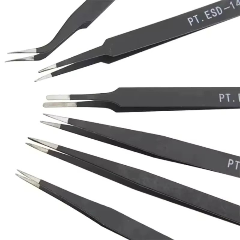 6er Set Antistatische Präzisionspinzetten aus Edelstahl für Wimpernverlängerung und feine Reparaturarbeiten - Bild 3