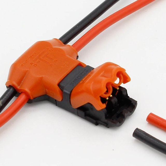 ELECAPITAL 5er Set Universal Compact T-Shape Leiter Terminal Block mit Hebel, 2 Pin 2 Weg, 10A 300V, Orange - Bild 1