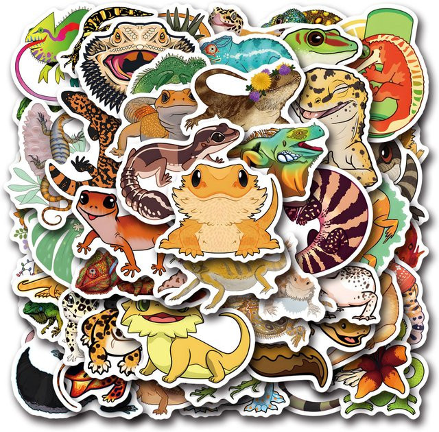 Cartoon-Eidechsen-Aufkleber, Graffiti-Sticker, Multicolor, 55/110 Stück - Bild 1
