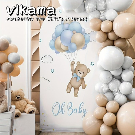 VIKAMA Bogen Hintergrund für Baby Taufe Geburtstag und Hochzeit, Wanddeko mit Tiermotiven, Breite: 120 cm, Höhe: 50 cm