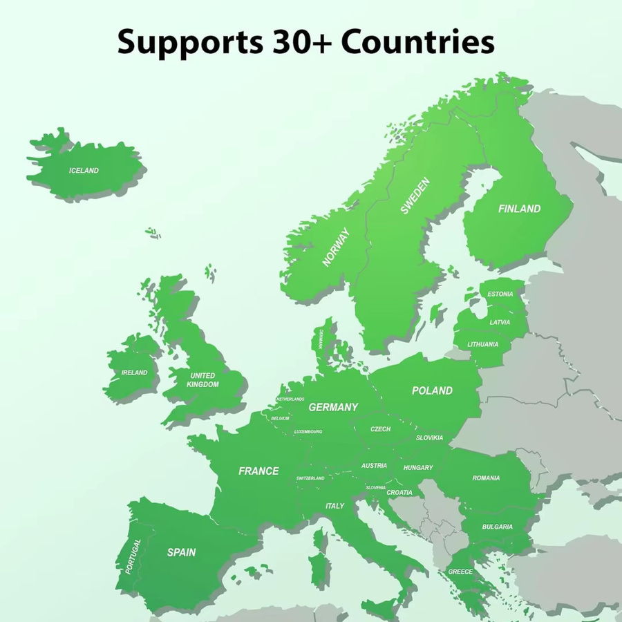 EIOTCLUB Europa-SIM-Karte mit 30 GB Hochgeschwindigkeitsdaten für Reisen in 30 Europa- und Großbritannien-Länder - Bild 2
