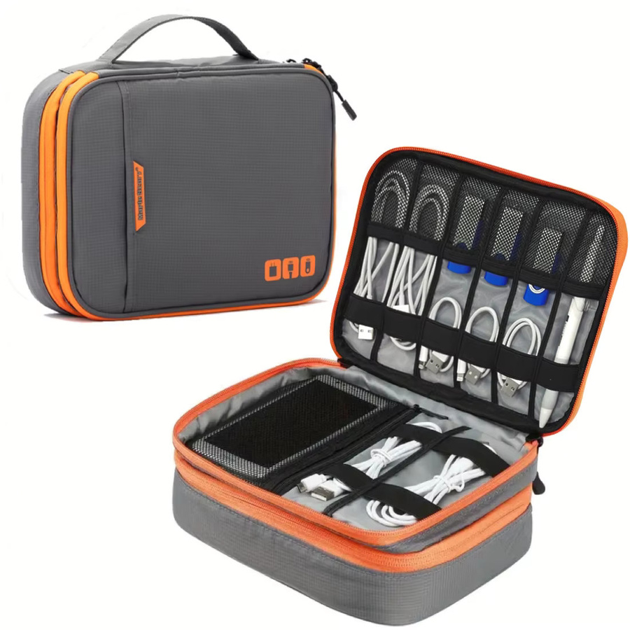 ValueWin Reise-Elektronik-Organizer in Grau, extra großes 2-lagiges Kabeletui und Tech-Aufbewahrungstasche aus Stoff, B/T/H: 23,0 x 16,5 x 0 cm - Bild 3