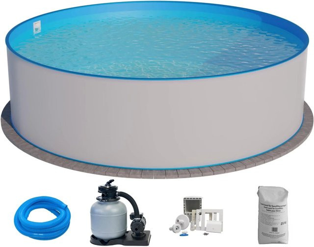 Planet Pool Stahlwandpool Bermuda Rund, Durchmesser: 600 cm, Höhe: 120 cm, Weiß und Blau - Bild 1