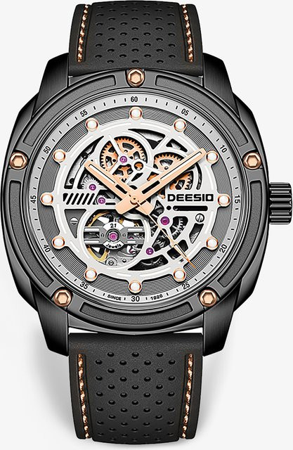 Deesio Armbanduhr, Automatik, Edelstahl, Saphirglas, Herren, Schwarz - Bild 1