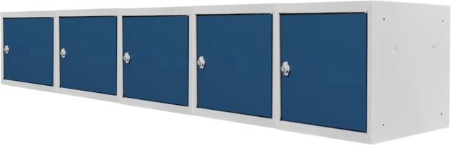 PROREGAL Blocky Schließfachwürfel Set aus 5 Stück mit Drehriegelschloss für Vorhängeschlösser, Farbe: Lichtgrau/Blau, B/T/H: 40 x 40 x 40 cm - Bild 1