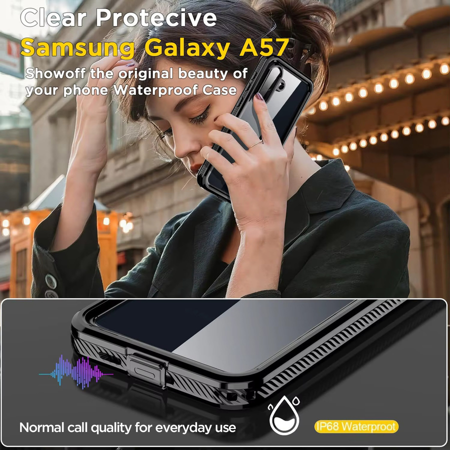Huikai Wasserdichte Schutzhülle für Samsung Galaxy A57 5G A37 A56 A36, IP68 stoßfest und staubdicht, Farbe: Schwarz - Bild 6