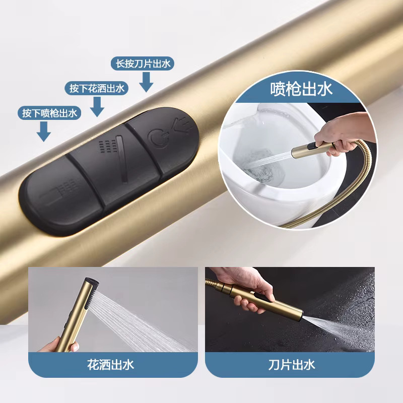 Goldenes Bidet-Duschset aus Messing mit 3 Funktionen und Chrom-Finish - Bild 3