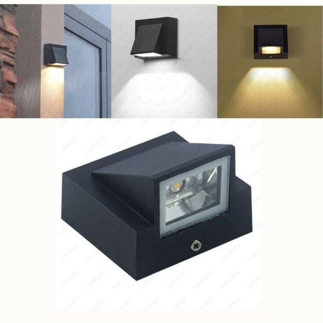 Heevye LED Außenwandleuchte aus Aluminium in Schwarz, IP65 wasserdichte Gartenbeleuchtung mit warmweißem Licht - Bild 1