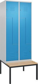 C+P Z-Spind Classic PLUS Sitzbank mit 4 Fächern und Zylinderschloss, Sitzfläche aus Buche-Hartholz, B/T/H: 212,0 x 80,0 x 81,5 cm - Bild 1