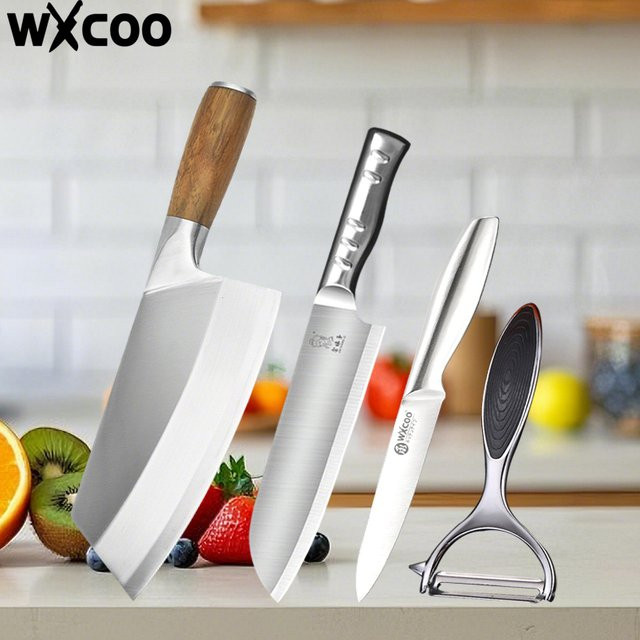 WXCOO Santoku-Küchenmesser aus Silber mit ergonomischem Holzgriff, 17,78 cm - Bild 1