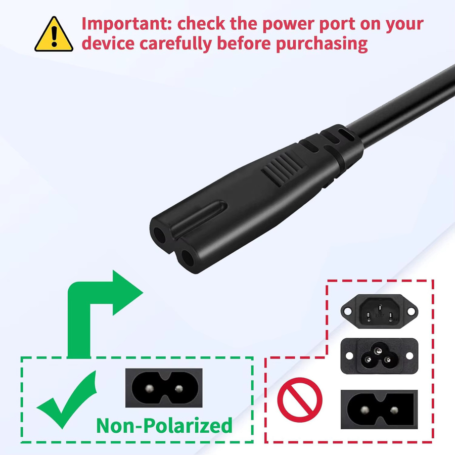HDmatters Netzkabel IEC-320-C7 Figur-8-Stromkabel in Schwarz für PS4 PS5 Xbox Series X/S TV und Kamera - Bild 2