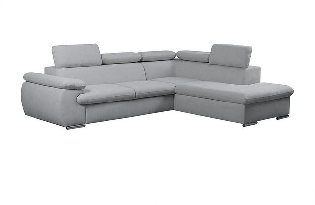 Vente-unique Schlafsofa Fabien in Lichtgrau mit Schlaffunktion und Ausziehschublade in L-Form - Bild 1