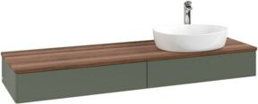 V&B Antao Waschtischunterschrank mit integrierter LED-Beleuchtung, Wandmontage, Weiß und Grau lackiert, B/T/H: 160 x 50 x 50 cm - Bild 1