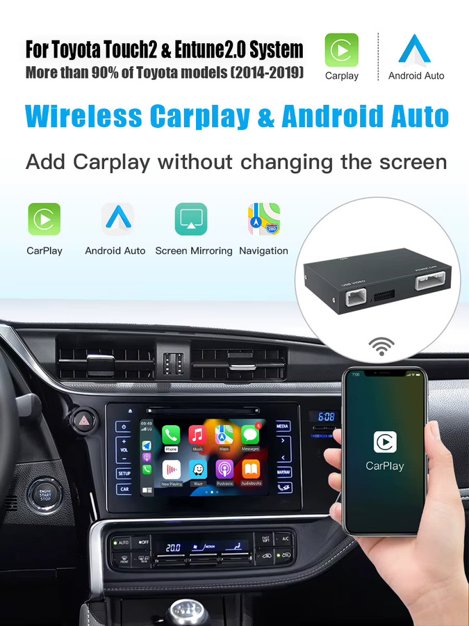 AUTOABC Drahtloser CarPlay und Android Auto Modul Decoder für Toyota Touch 2 Entune 2.0 in Schwarz und Grau - Bild 7