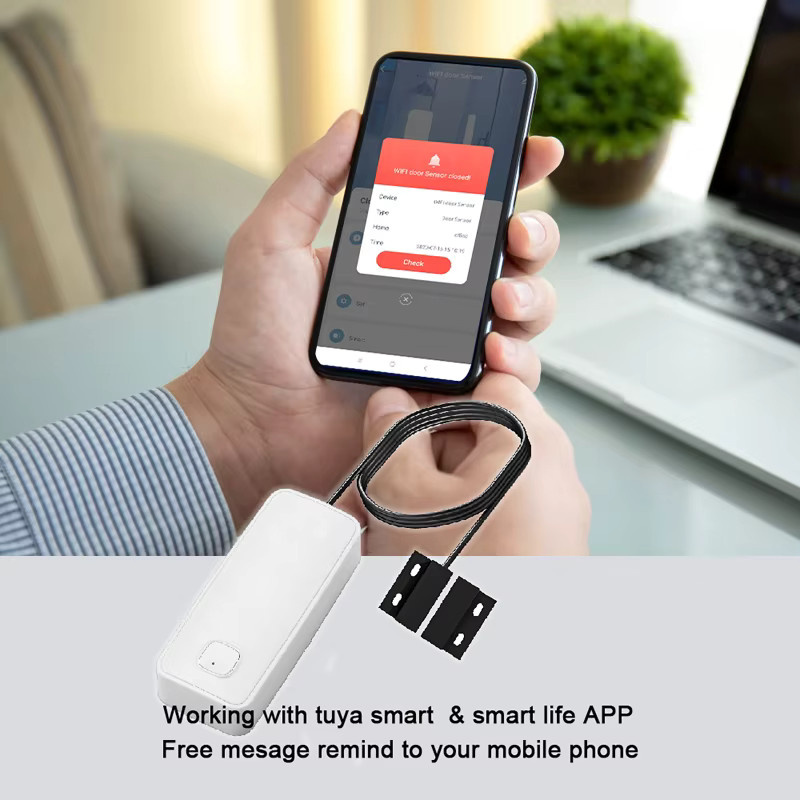 Luxuglow Smart Tür- und Fenstersensor mit WIFI Sicherheitssystem als magnetischer Alarm gegen Diebstahl in Weiß - Bild 2