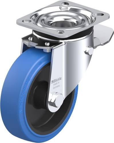 Blickle Lenkrolle LK-POEV 125R-1-ST-SB mit Feststeller, Rad-Durchmesser: 125 mm, Tragfähigkeit: 250 kg, Farbe: Blau/Schwarz - Bild 1